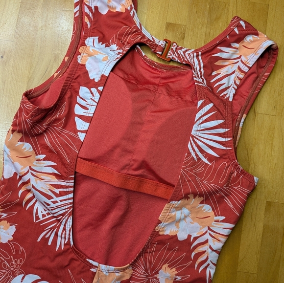 2/$25-Quintsoul Open Back Sporty One Piece In Orange Tropical Print Size S - Picture 9 of 11